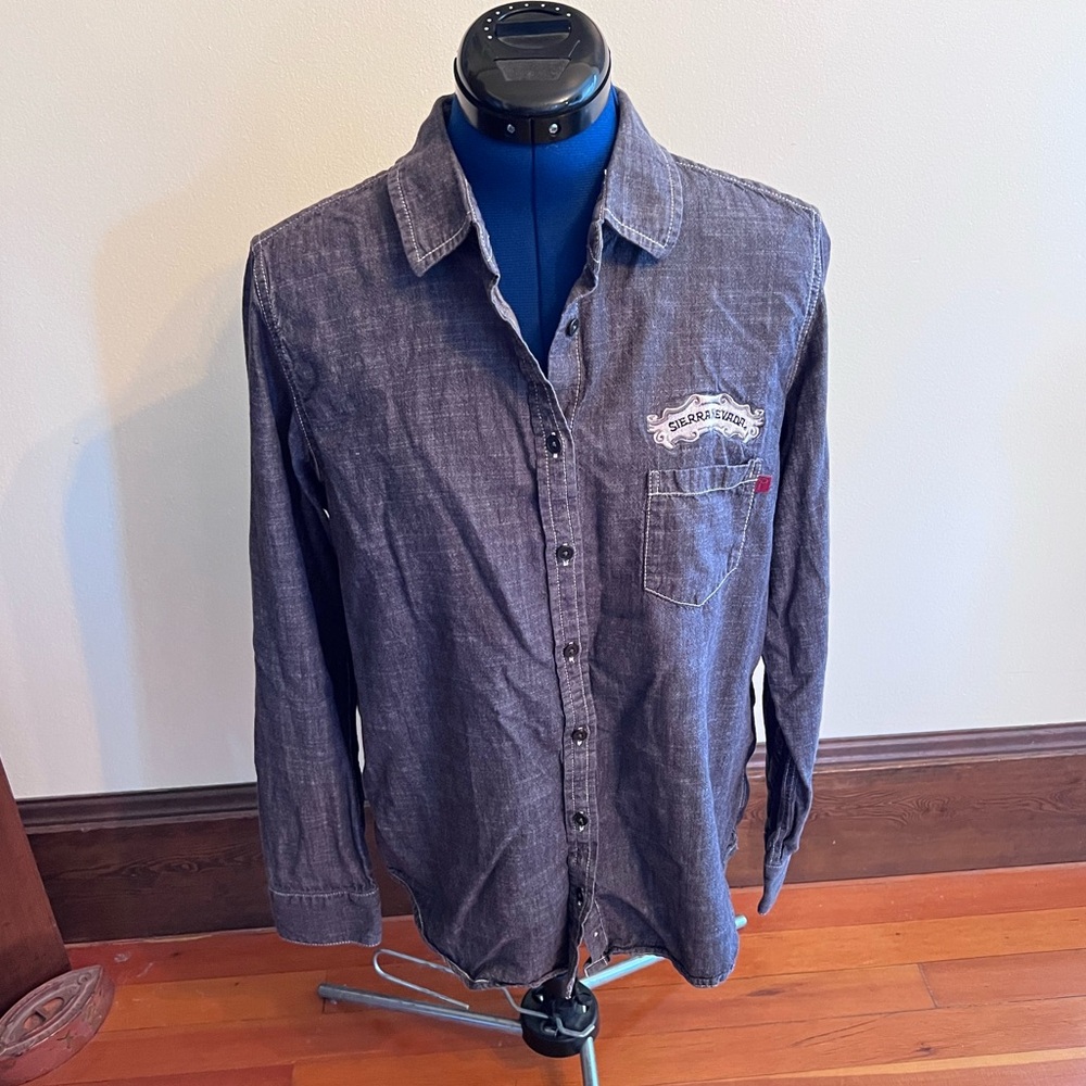 Sierra Nevada Brewery Gray Button-Up Shirt Long Sleeve